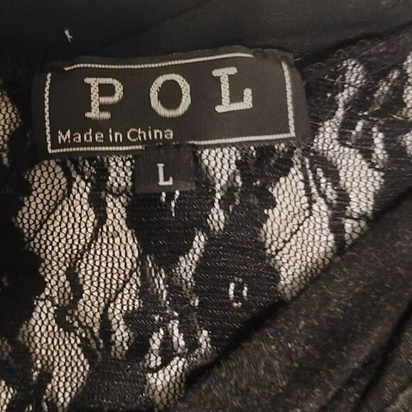 POL Black Distressed Lace Back Tank Top Size L - Picture 5 of 9